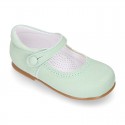 Soft suede leather Classic Girl Mary Jane shoes in pastel FASHION colors.