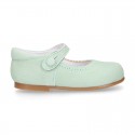 Soft suede leather Classic Girl Mary Jane shoes in pastel FASHION colors.