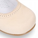 Soft suede leather Classic Girl Mary Jane shoes in pastel FASHION colors.