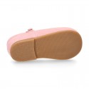 Soft suede leather Classic Girl Mary Jane shoes in pastel FASHION colors.