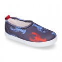 NEOPRENE fabric kids Sneaker shoes for beach and pool use with LOBSTERS design.