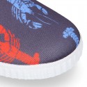 NEOPRENE fabric kids Sneaker shoes for beach and pool use with LOBSTERS design.