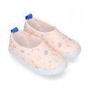 Zapatilla niños NEOPRENO con diseño con CONCHAS para playa y piscina.