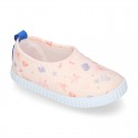 NEOPRENE fabric kids Sneaker shoes for beach and pool use with SHELLS design.