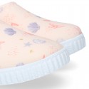 Zapatilla niños NEOPRENO con diseño con CONCHAS para playa y piscina.