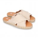 FRINGES design cotton canvas Girl clog style espadrille shoes.