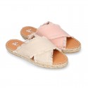 FRINGES design cotton canvas Girl clog style espadrille shoes.