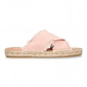 FRINGES design cotton canvas Girl clog style espadrille shoes.