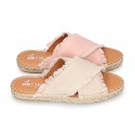 FRINGES design cotton canvas Girl clog style espadrille shoes.