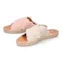 FRINGES design cotton canvas Girl clog style espadrille shoes.