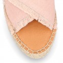 FRINGES design cotton canvas Girl clog style espadrille shoes.