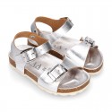 METAL Girl sandal shoes BIO style to dress with double buckle fastening.