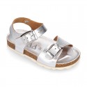 METAL Girl sandal shoes BIO style to dress with double buckle fastening.