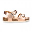 METAL Girl sandal shoes BIO style to dress with double buckle fastening.