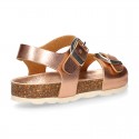 METAL Girl sandal shoes BIO style to dress with double buckle fastening.