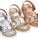 METAL Girl sandal shoes BIO style to dress with double buckle fastening.