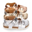 METAL Girl sandal shoes BIO style to dress with double buckle fastening.