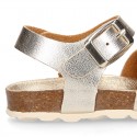 METAL Girl sandal shoes BIO style to dress with double buckle fastening.