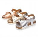 METAL Girl sandal shoes BIO style to dress with double buckle fastening.