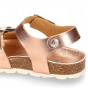 METAL Girl sandal shoes BIO style to dress with double buckle fastening.