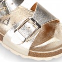 METAL Girl sandal shoes BIO style to dress with double buckle fastening.