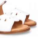 White Nappa Leather Girl Sandal shoes with PERFORATED design.