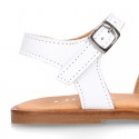 White Nappa Leather Girl Sandal shoes with PERFORATED design.