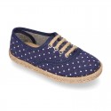 Jeans Cotton Canvas Espadrille shoes Laces up style with STARS design.