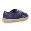 Jeans Cotton Canvas Espadrille shoes Laces up style with STARS design.