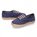 Jeans Cotton Canvas Espadrille shoes Laces up style with STARS design.