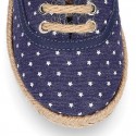 Jeans Cotton Canvas Espadrille shoes Laces up style with STARS design.