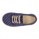 Jeans Cotton Canvas Espadrille shoes Laces up style with STARS design.