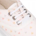 Cotton Canvas sneaker shoes with TRIANGLES design.