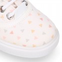 Cotton Canvas sneaker shoes with TRIANGLES design.