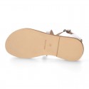 METAL leather sandal shoes with straps ROMAN design for girls.