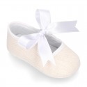 LINEN canvas Little Mary Janes angel style for babies.