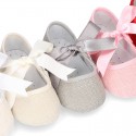 LINEN canvas Little Mary Janes angel style for babies.