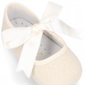 LINEN canvas Little Mary Janes angel style for babies.