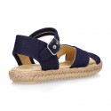 Crossed straps design cotton canvas little espadrille shoes SANDAL style.