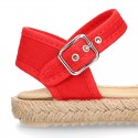 Crossed straps design cotton canvas little espadrille shoes SANDAL style.