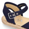 Crossed straps design cotton canvas little espadrille shoes SANDAL style.