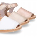 Menorquina Girl sandals in nappa leather with pearls effect.