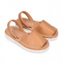 SOFT NAPPA leather Kids Menorquina sandals with rear strap.