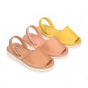 SOFT NAPPA leather Kids Menorquina sandals with rear strap.