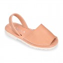 SOFT NAPPA leather Kids Menorquina sandals with rear strap.