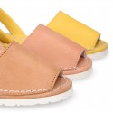 SOFT NAPPA leather Kids Menorquina sandals with rear strap.