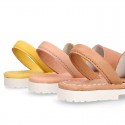 SOFT NAPPA leather Kids Menorquina sandals with rear strap.