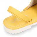 SOFT NAPPA leather Kids Menorquina sandals with rear strap.