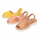 SOFT NAPPA leather Kids Menorquina sandals with rear strap.