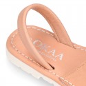 SOFT NAPPA leather Kids Menorquina sandals with rear strap.